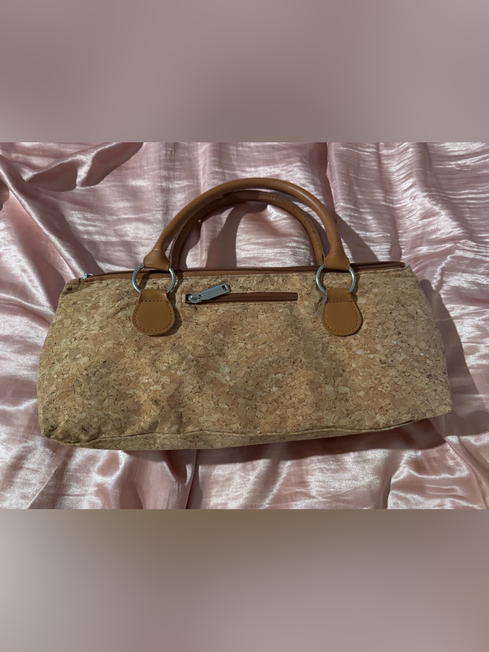 Natural Cork Insulated Tote Bag with Leather Handles